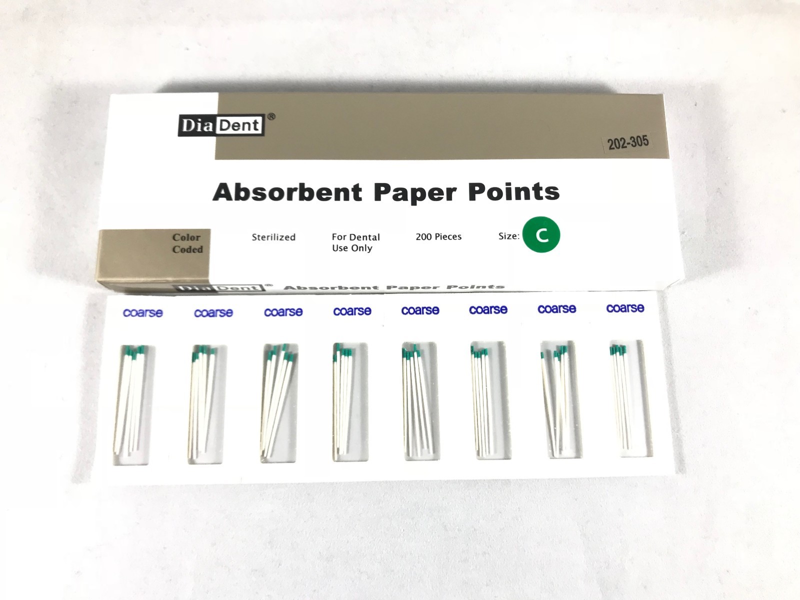 DIADENT Absorbent Paper Points Sterilized Color Coded 200/Pack Cell Pack
