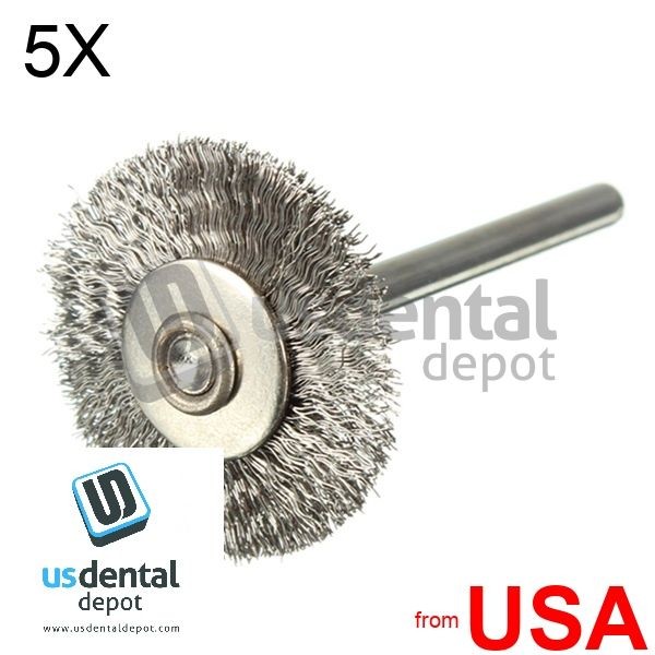 5X LOT of 2pk Mounted Stainless Steel Wire Brushes – Diam: 7/8 in=22mm 115801-1