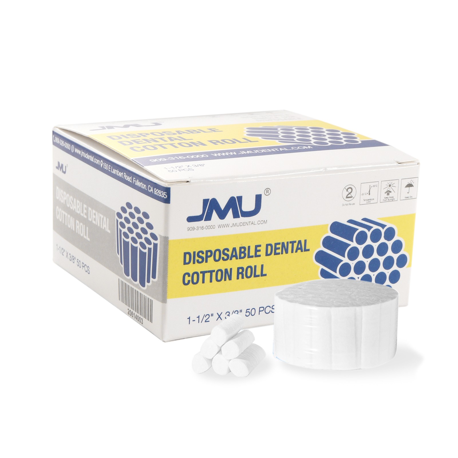 50Pcs/Box Dental Disposable Cotton Rolls Gauze High Absorbency 1-1/2″ x 3/8″
