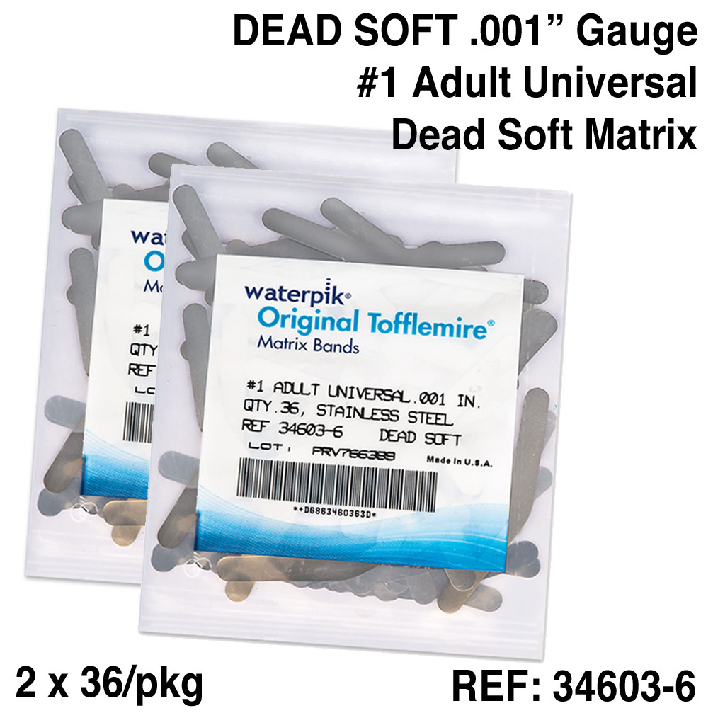 2x Dead Soft Matrix Band #1 .001″ Stainless Steel Original Tofflemire (Waterpik)