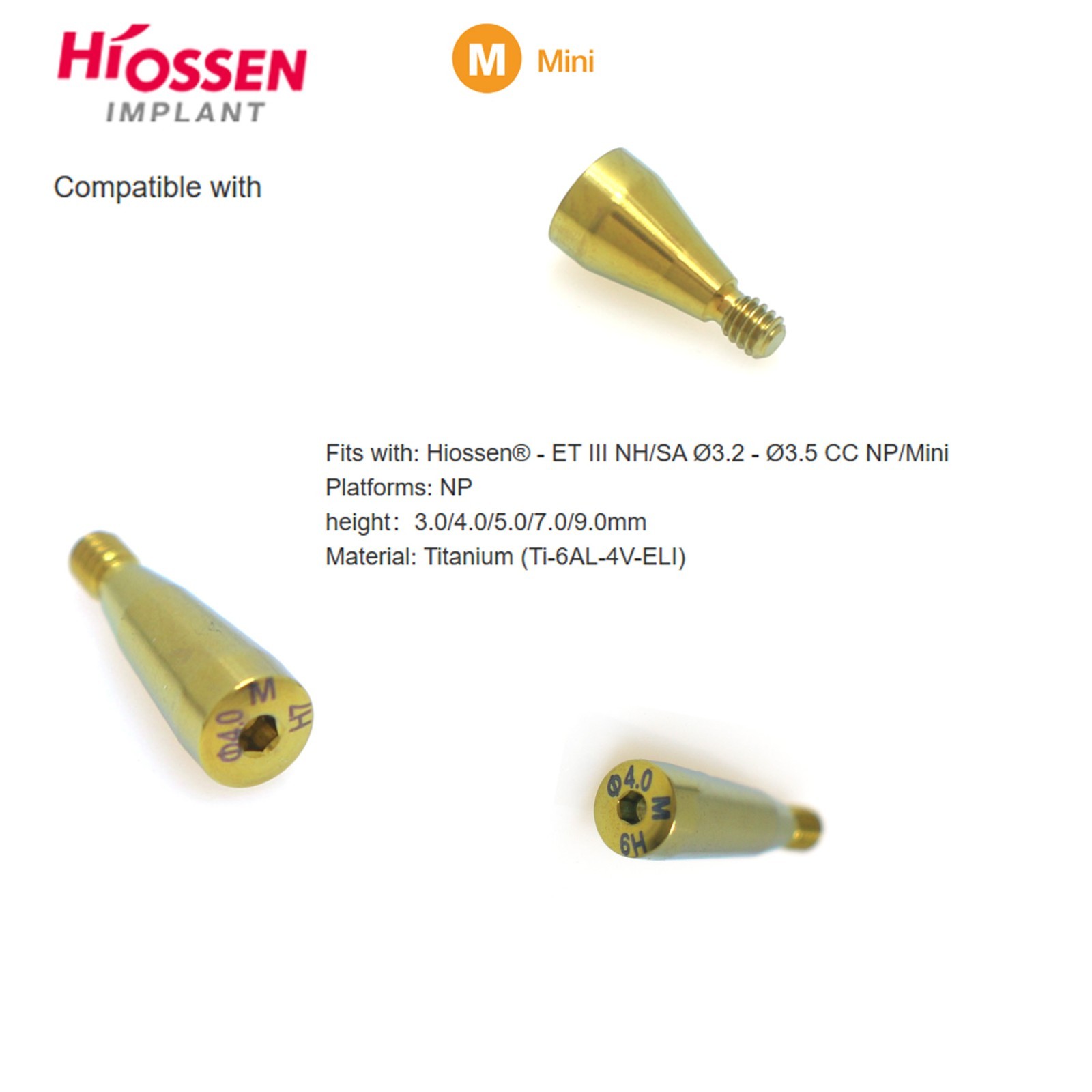 Hiossen NP RP Healing Abutment Ti Healing Cap For ET/TS Narrow/Regular Implant