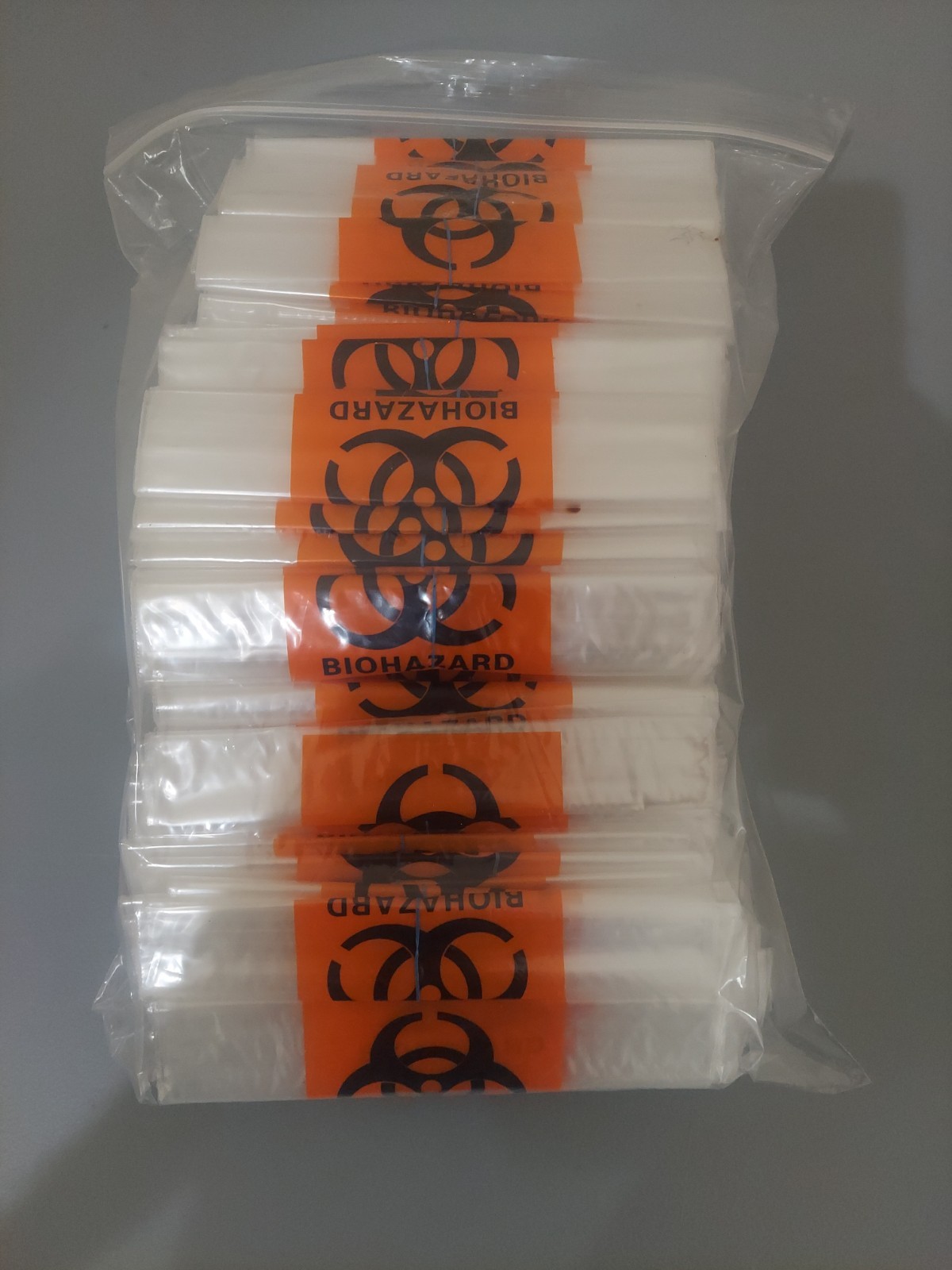 Lot of 157 Biohazard Zip lock Bags Clear Orange Logo Medical Tattoo Waste Supply