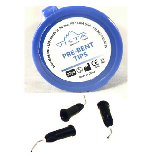 VISTA Apex Pre Bent Dental Delivery 152 Tips #22 ga Disposable Black (4 Boxes)