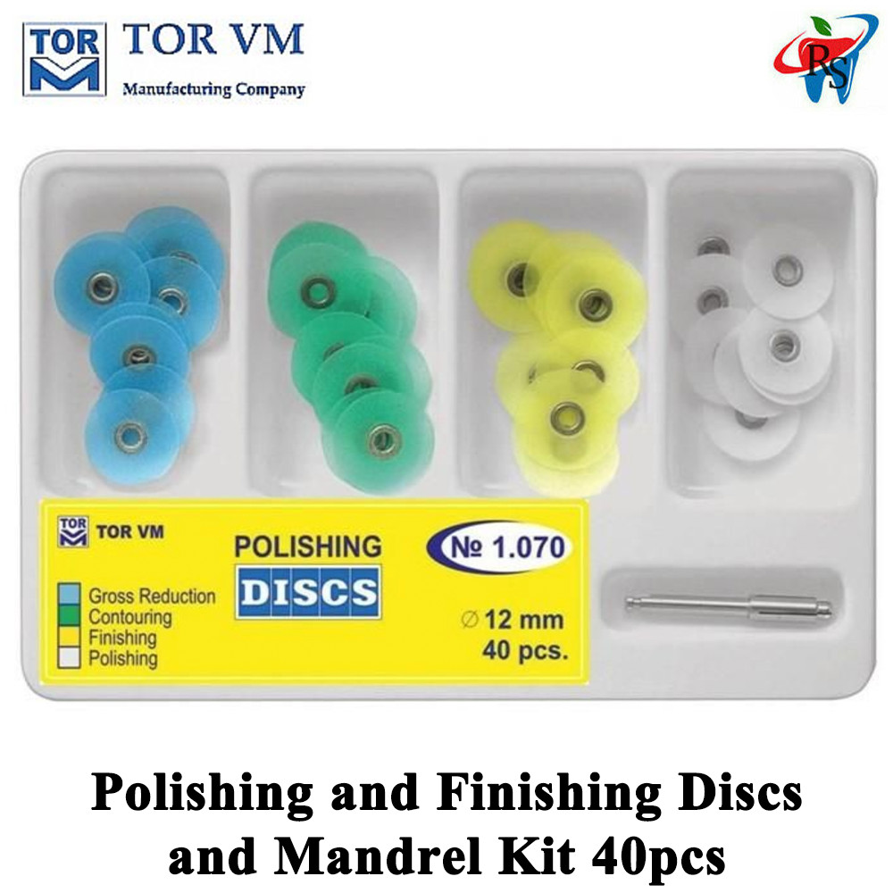 40pcs Dental TOR VM Polishing and Finishing Discs and Mandrel Kit Ø12mm Set