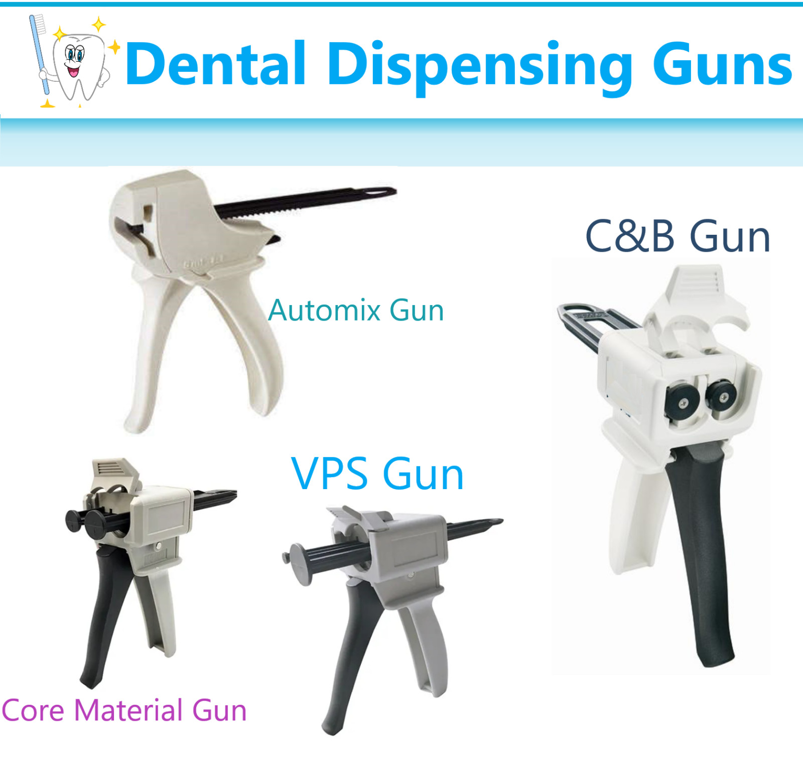 Dental Impression Universal Cartridge Dispenser Delivery Gun C&B, Core Material