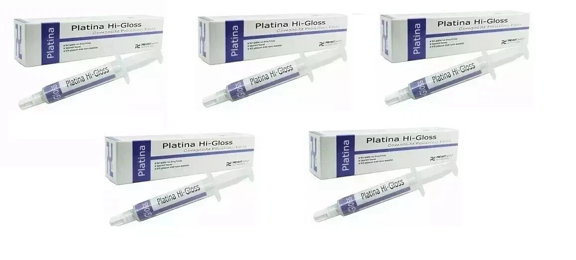 5 x Dental PLATINA HI GLOSS Composite Polishing Paste for restorations 4gm Pack