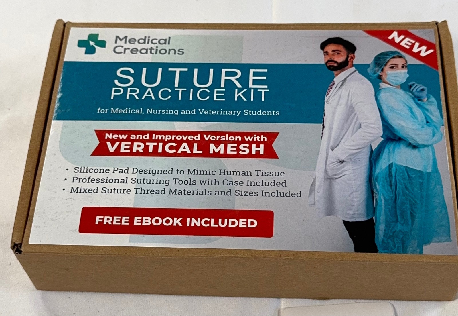 Medical Creations Suture Practice Kit Silicone Pad Medical Student Training Used