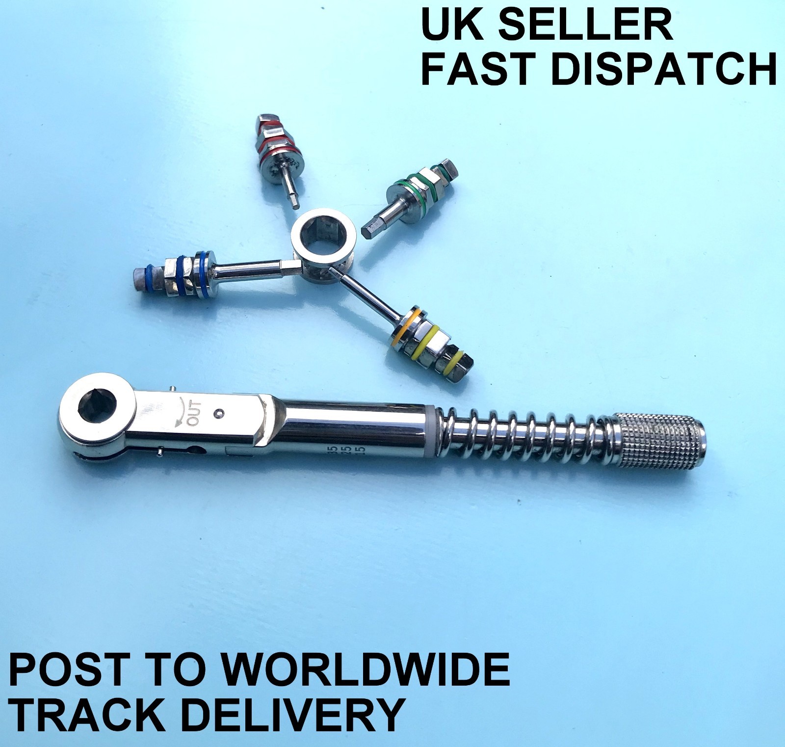 Dental Implant Torque Wrench 10-40 NCM Hex 6.35 & 4.0mm with 4 Hex Driver CE