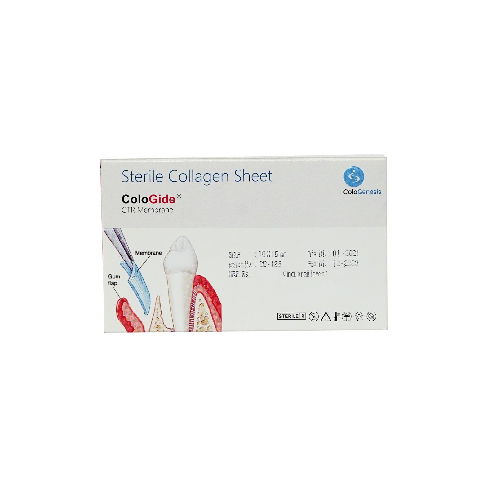 10 Pack New Colo Gide Sterile Collagen Sheet GTR Membrane 10 x 15mm -Free Ship