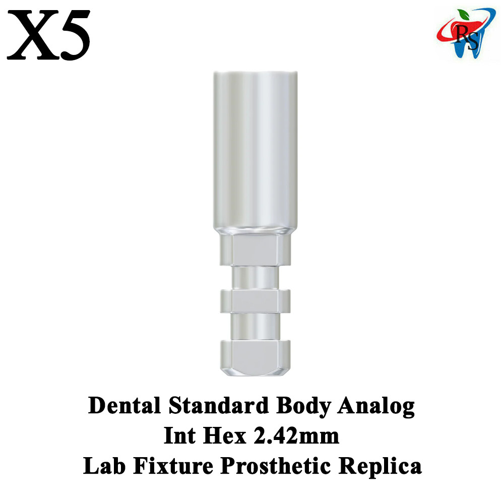 5x Dental Standard Body Analog Int Hex 2.42mm Lab Fixture Prosthetic Replica