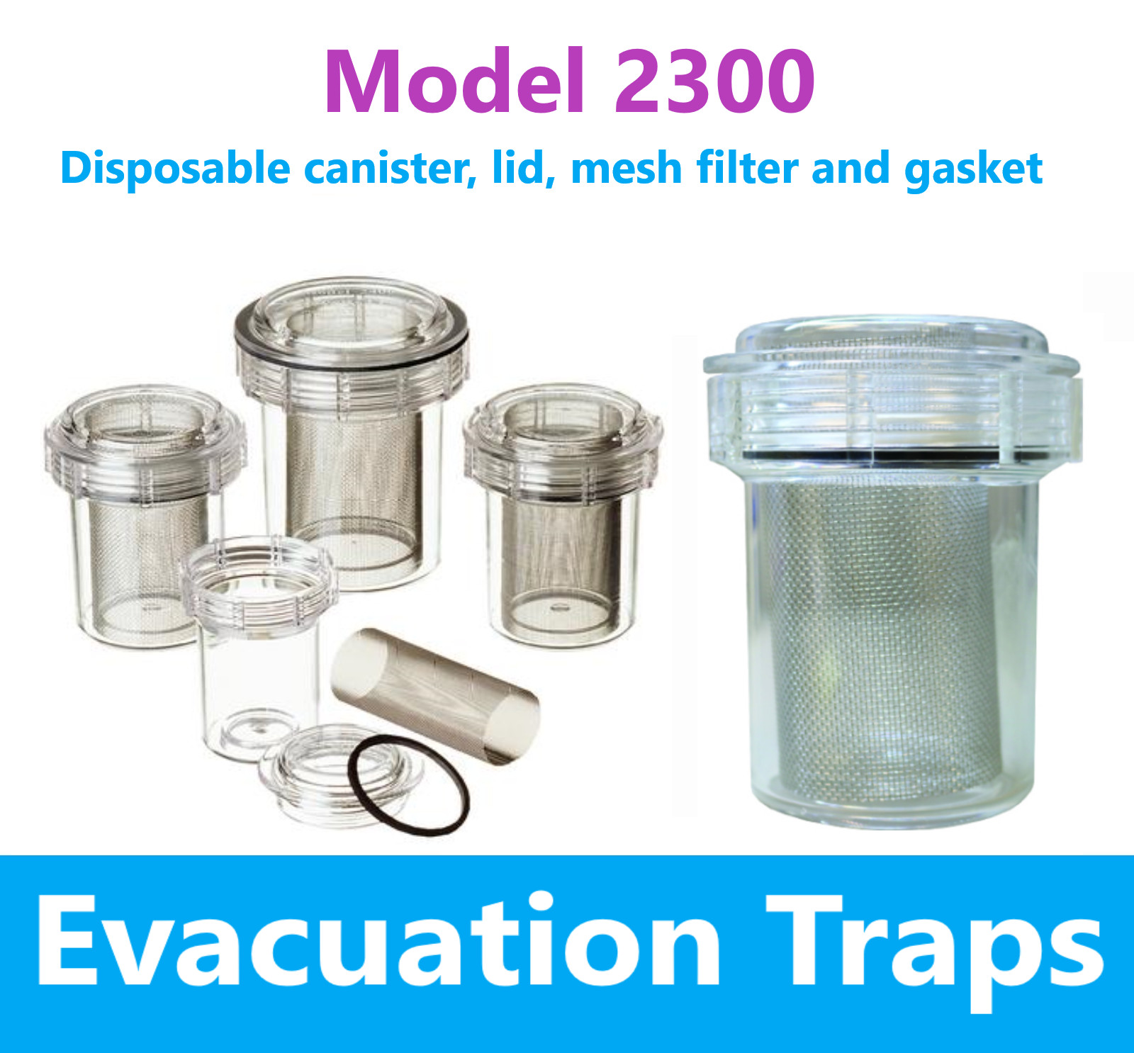 Dental Evacuation Canister Type Evacuation Traps 3-1/2″ x 4-3/8″ Model #2300