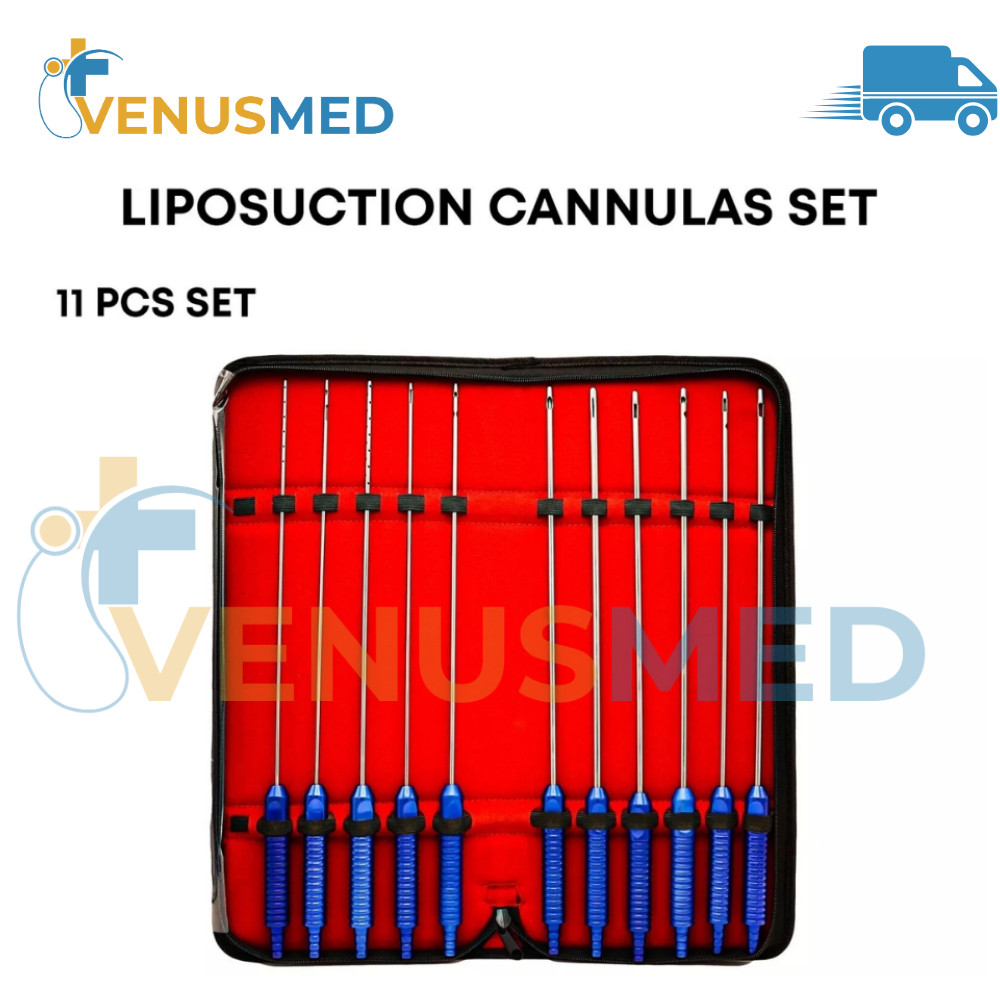 Liposuction Cannulas 11 PCS Fixed Handle Fat Transfer Cosmetic Surgery Kit Set
