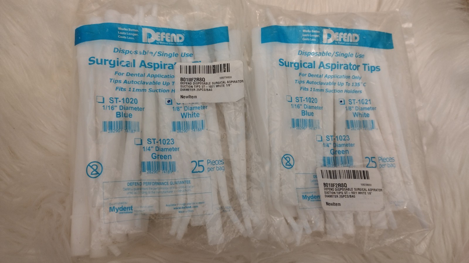 2 Pk SURGICAL ASPIRATOR Suction Tips White 25/Pack 1/8″ DENTAL