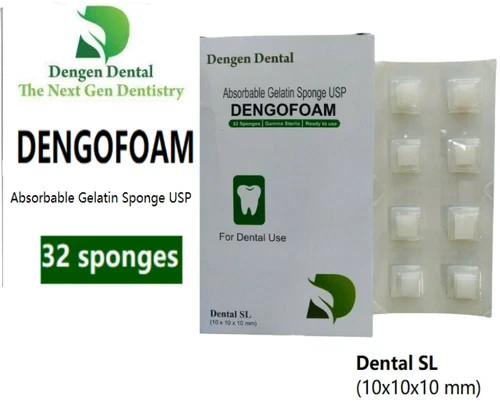Dental DENGOFOAM Absorabable Gelatin Sponge USP 32 pcs Pack #SIZE 10 x 10 x 10mm
