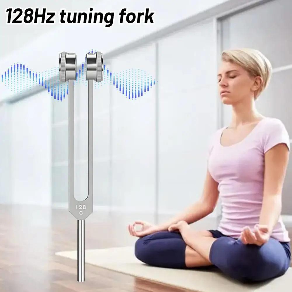 128Hz Sound Therapy Tuning Fork With Silicone Hammer Healing Instrument