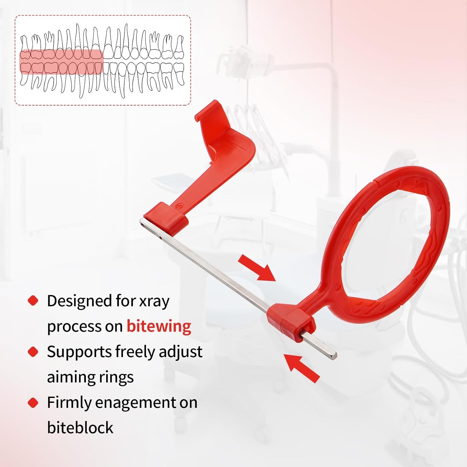 5Packs Dental Sensor Holder Bitewing Indicator Arms+5pcs X-Ray Arms Rings Red US