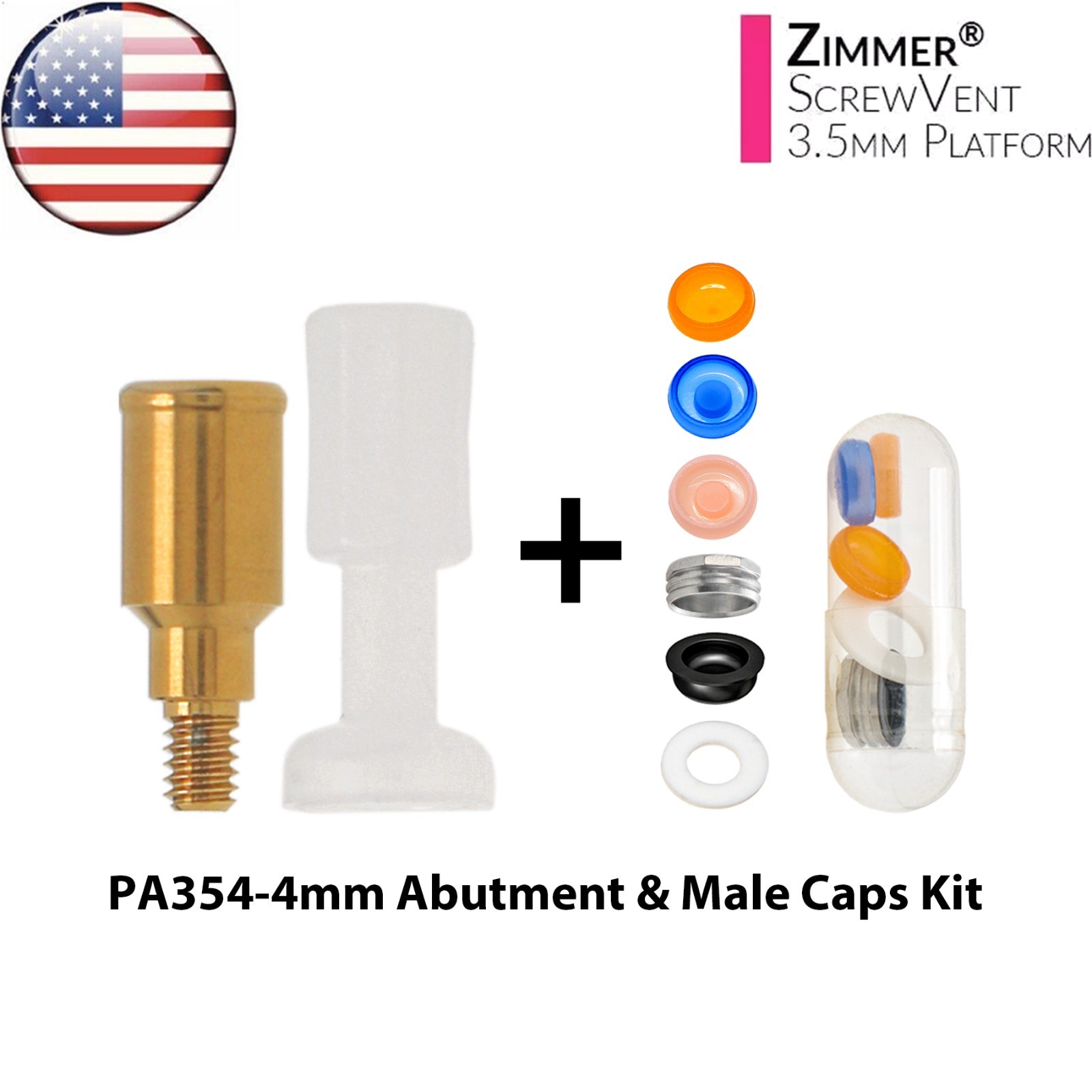 US For Zimmer Implant Overdenture Locator Abutment Tapered Screw-vent Ø3.5mm