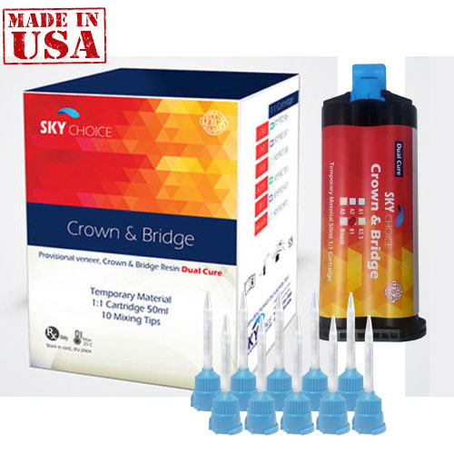 Crown & Bridge Temporary A1/A2/A3.5/B1/Bleach (1/50ml & 10 Mixing Tips) USA Made