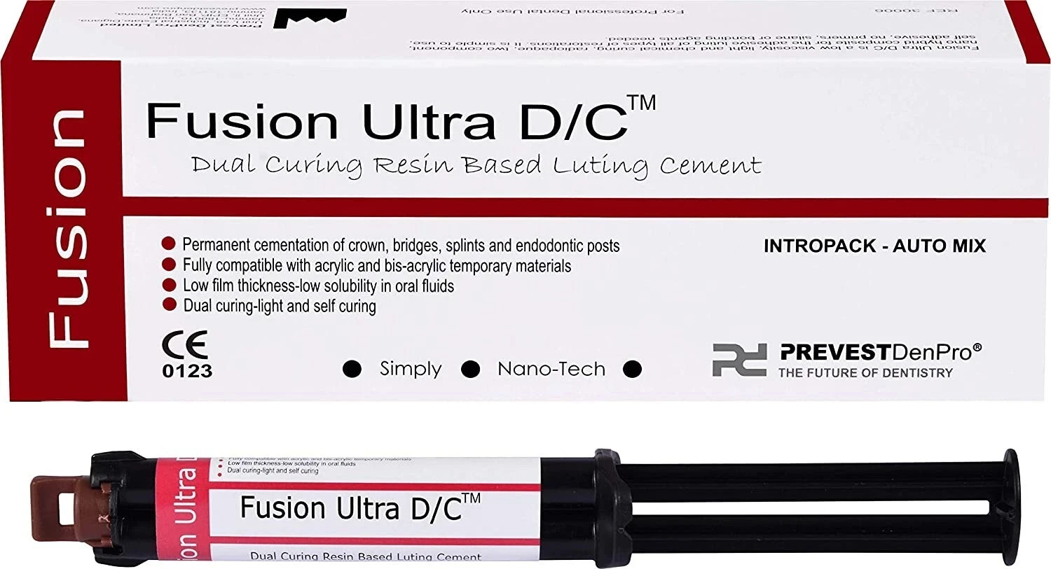 Dental FUSION ULTRA DC Dual Curing Resin Based Automix Luting Cement 9gm Pack