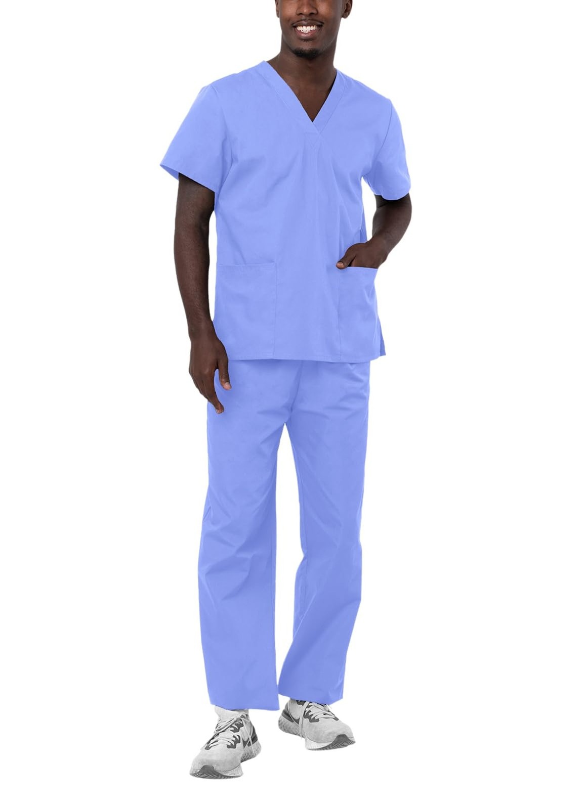 Adar Universal Unisex Scrubs – Unisex Drawstring Scrub Set Large Ceil Blue