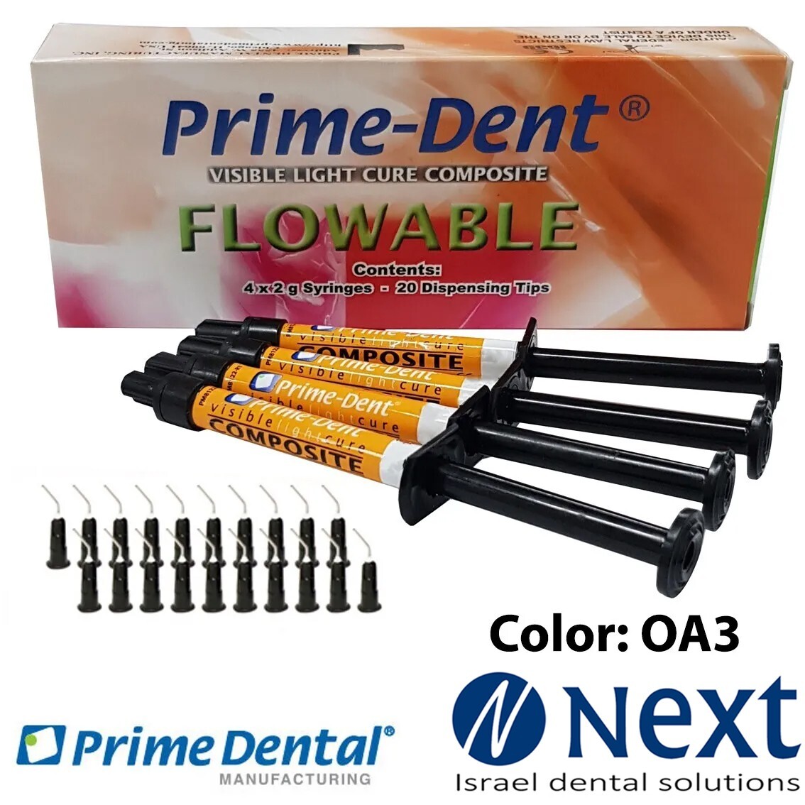 Prime dent visible light cure flow flowable composite Opaque A3 USA