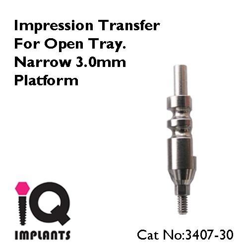 10 Open Tray Impression Transfers for Narrow 3.0mm Platform for Prosthetic Lab