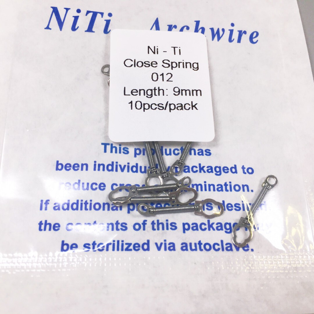 10Packs Dental Orthodontic Closed Coil Spring 9MM NiTi 0.012 Eyelet Close Hooks
