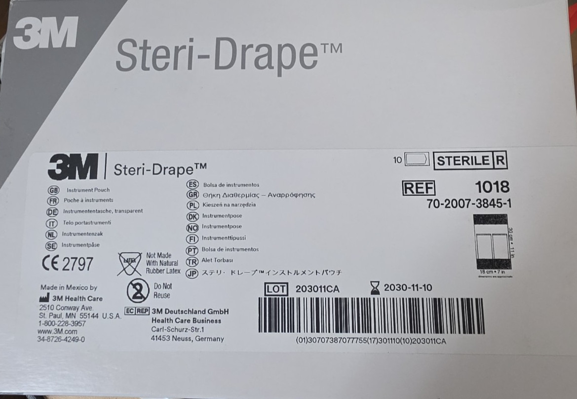 3M Steri-Drape 1018 Clear 11 X 7 Inch/10 per Box