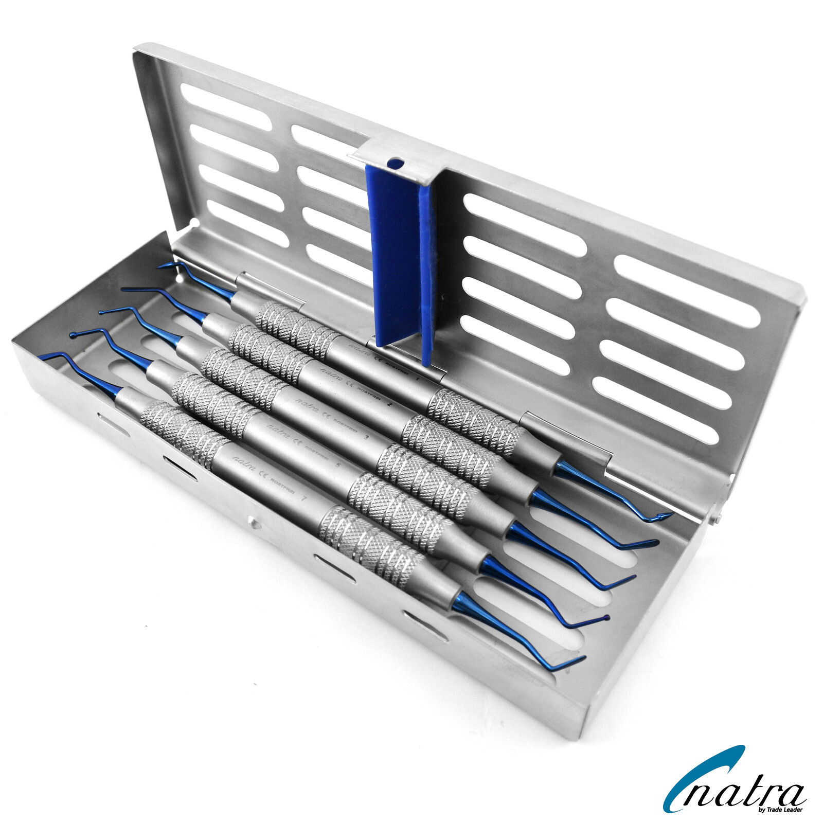 5 pcs Composite Dental Filling Instrument + Tray Probe spatula heidman plugger