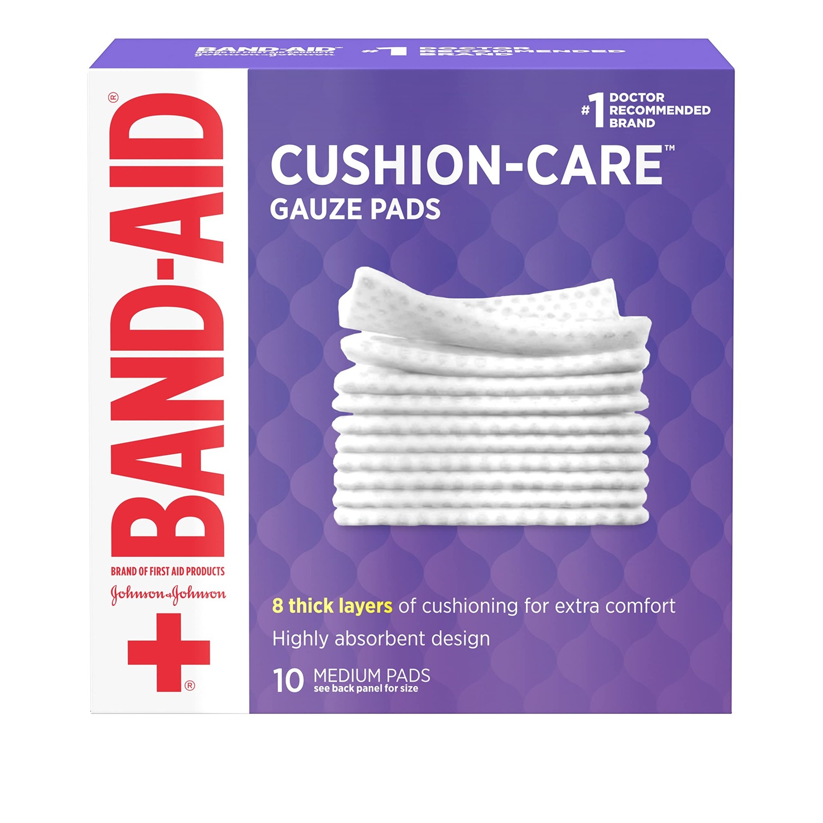 Band-Aid Brand Cushion Care Non-Stick Gauze Pads, 3×3 Inch 25ct (Pack of 10)