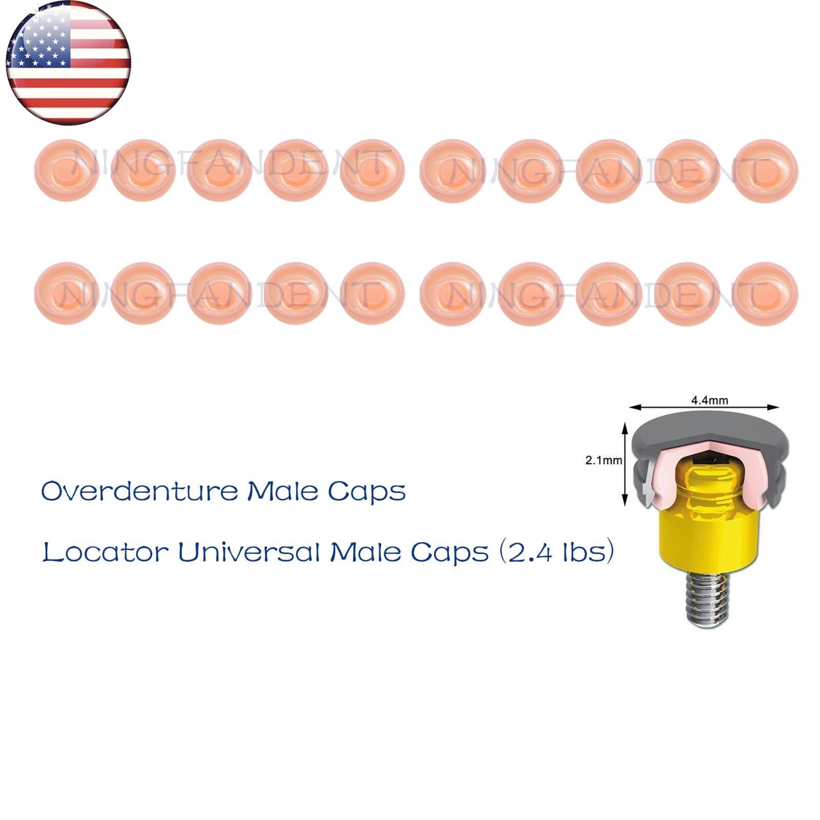 US Dental Attachment System Locator Abutment Retention Caps Replace Inserts Set