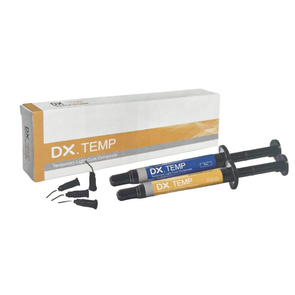 1 Set Dental DX.TEMP temporary light cure composite 2.5g/Syringe clear /blue