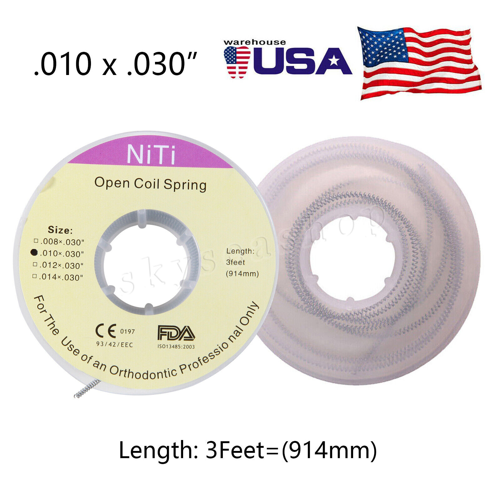 USA Dental Orthodontic Niti Open Coil Spring Spool Dia.010 *030 ” inch 914mm