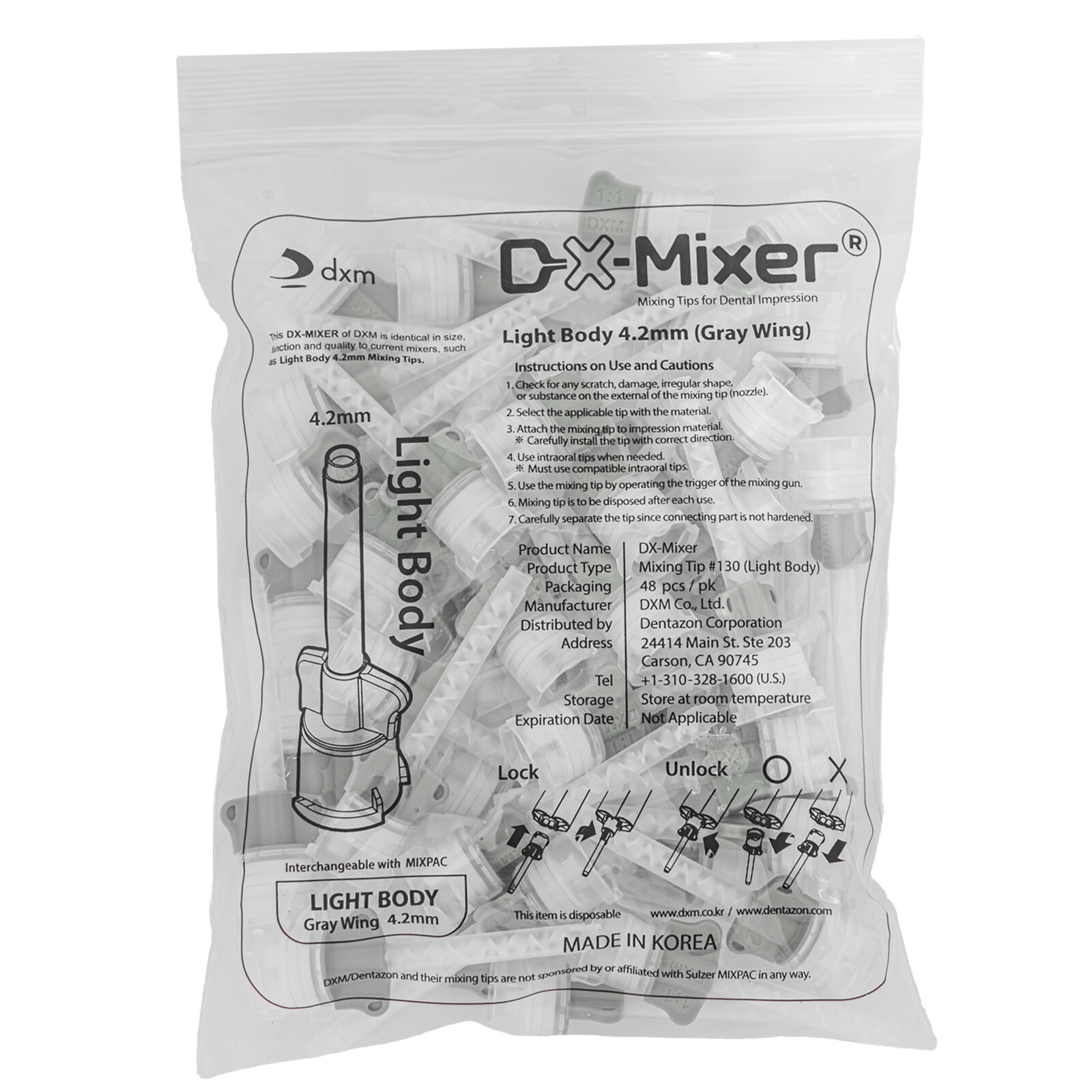 48Pcs DX-Mixer Dental GRAY HP Mixing Tips Impression Material 4.2mm Light Body