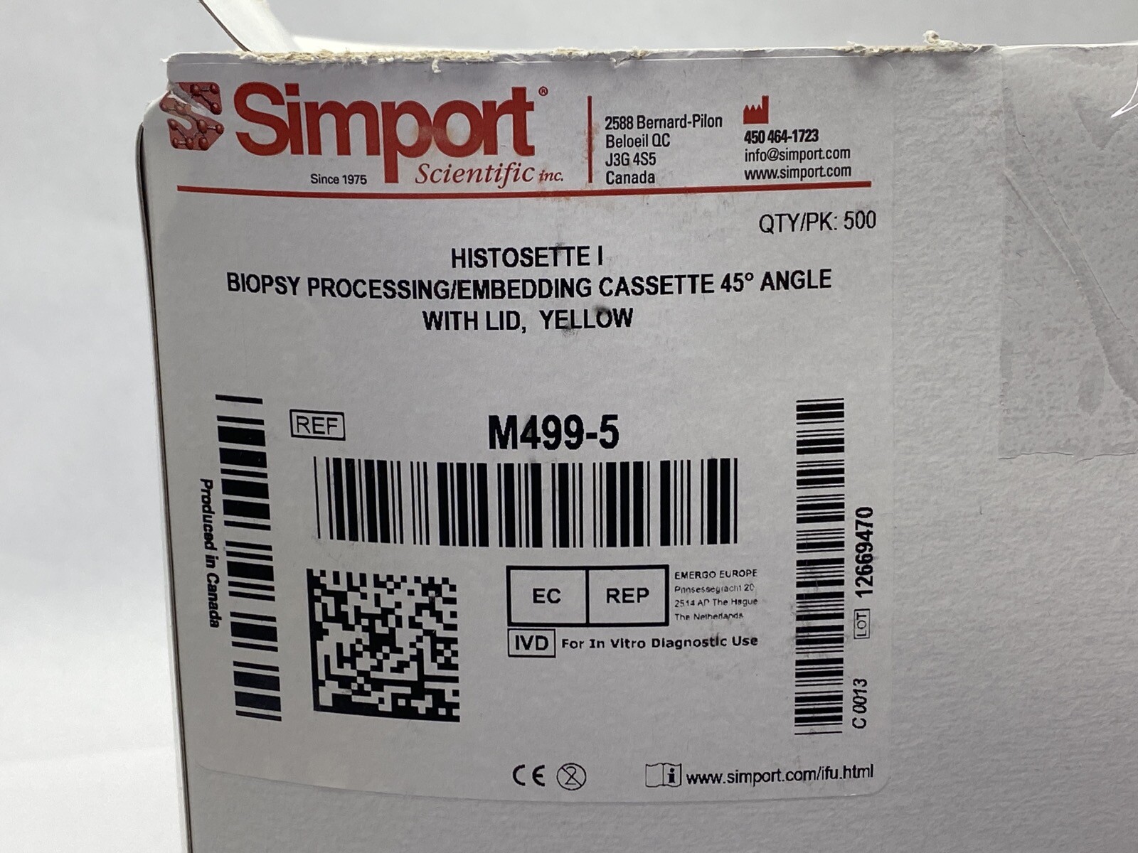 (500) SIMPORT Unisette Biopsy Processing Embedding Cassettes M506-5 Yellow