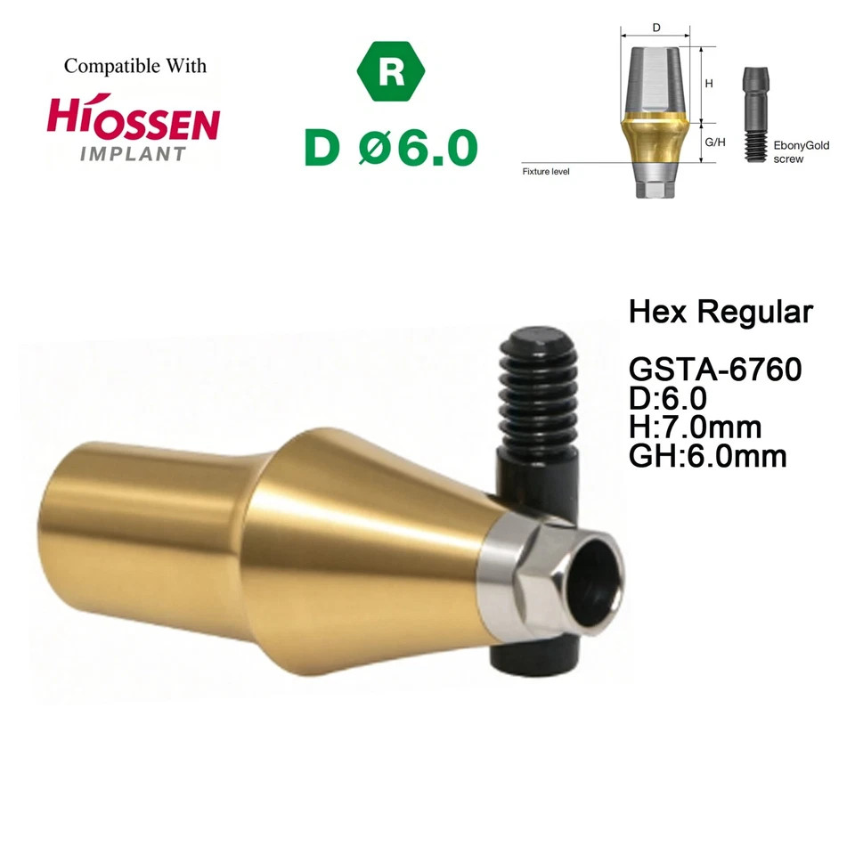 US Dental Straight Transfer Abutment Hex Regular D6.0 Fits Osstem Hiossen TS