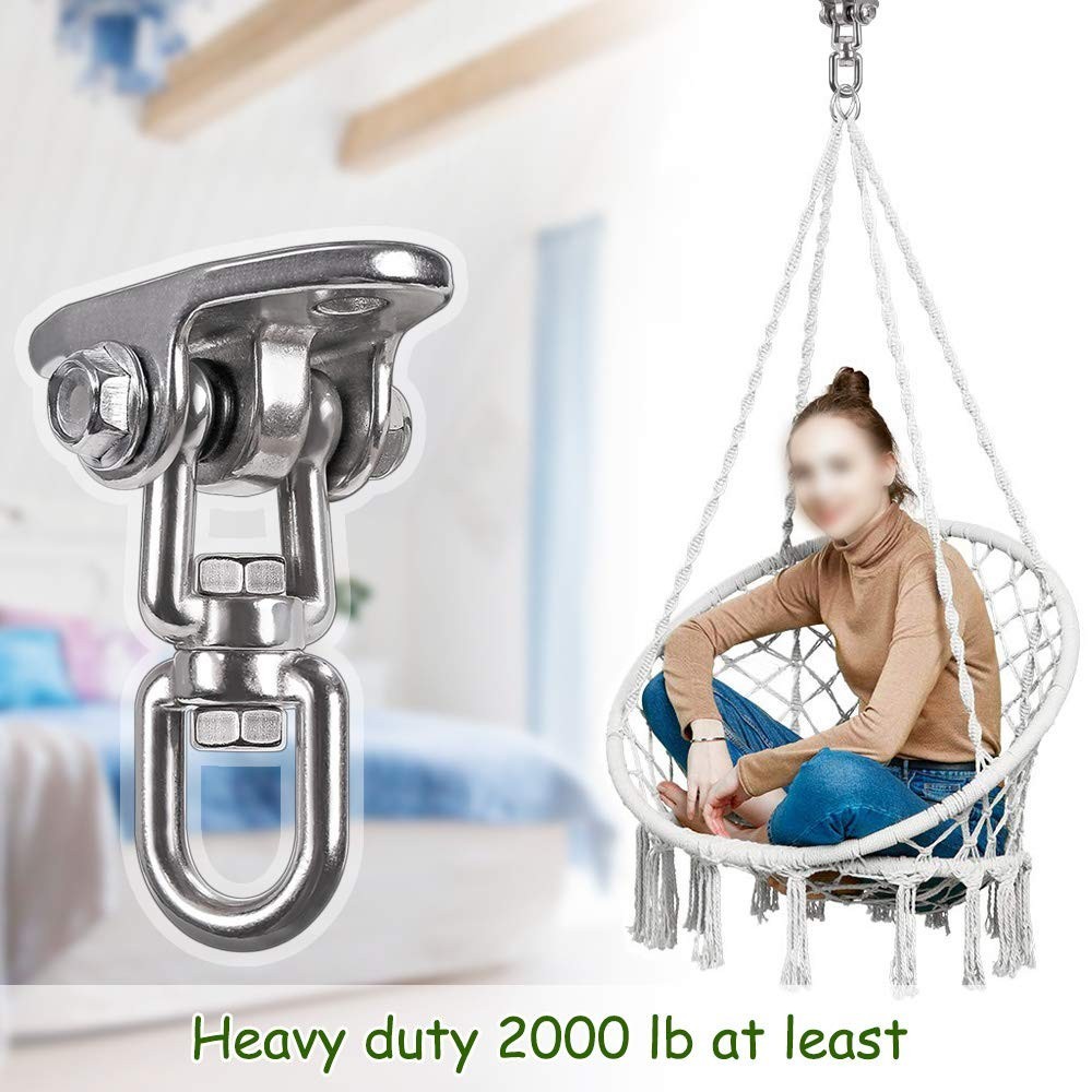 Heavy Duty Swing Hangers Set of 2, Stainless Steel 304, 2200 lb Capacity, 360° R