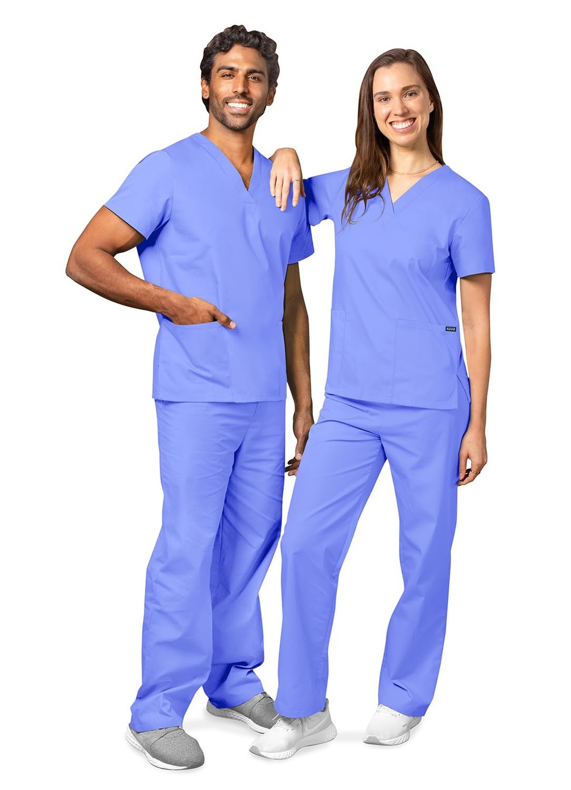 Adar Universal Unisex Scrubs – Unisex Drawstring Scrub Set Large Ceil Blue