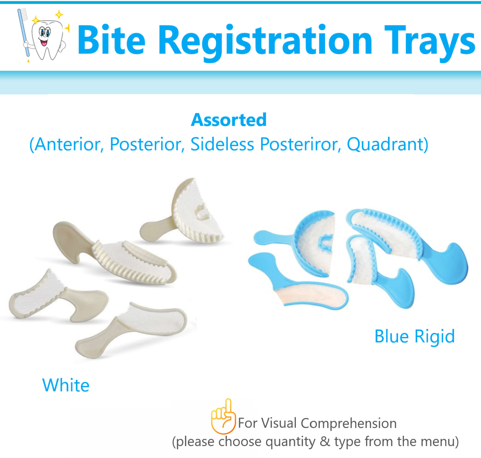 VPS Impression Bite Registration Trays Triple Tray Mold Choose Size, 50-100/PK