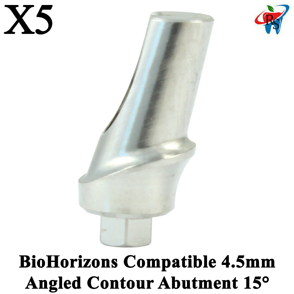 5pcs Dental BioHorizons Compatible 4.5mm Angulated Contour Abutment 15°