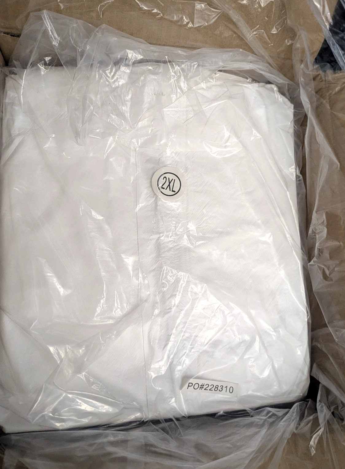 Disposable Protective Frock 2XL White Zip Front Long Sleeve Elastic Cuffs 29pc