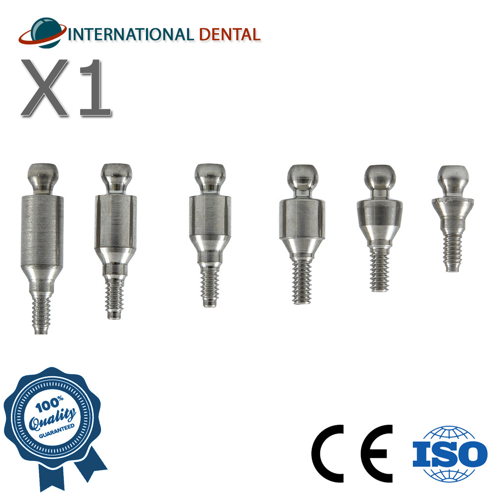 1x Straight Ball Attachment Dental Slim Int Hex 2.0mm Titanium Overdenture