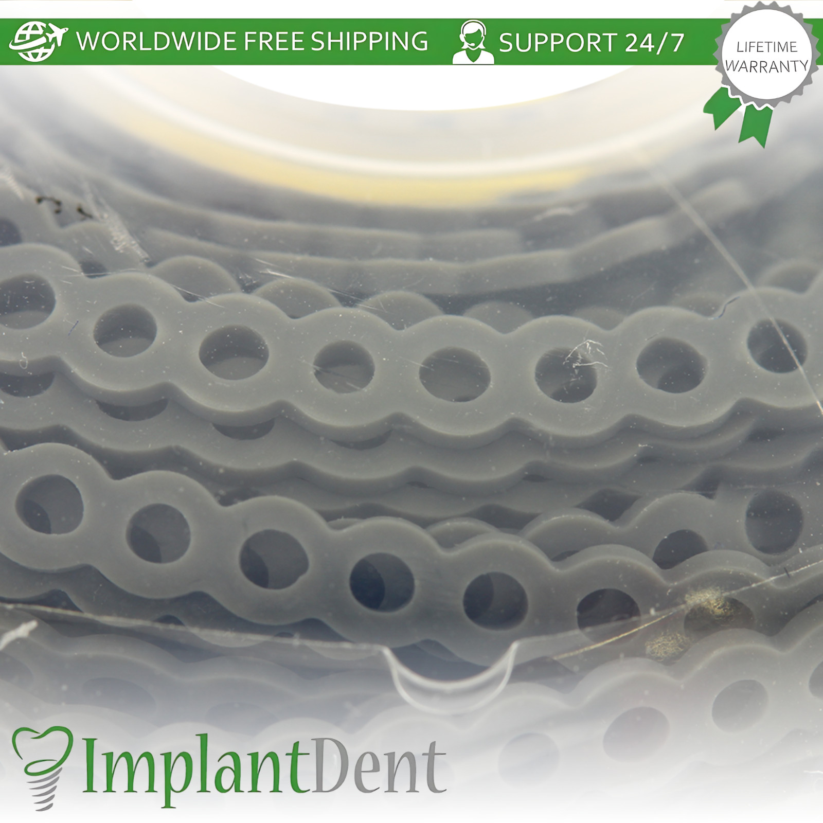 Elastic Chain Gray Short 2.5mm Gap Dental Bracket Slot Arches Fixation 4.5m Roll