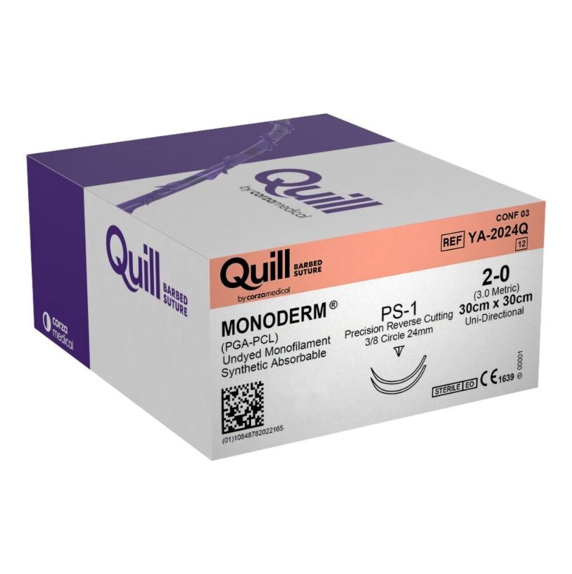 *12-Pieces* Quill Barbed Suture Monofilament 12″ PS-1 Reverse Cutting YA-2024Q