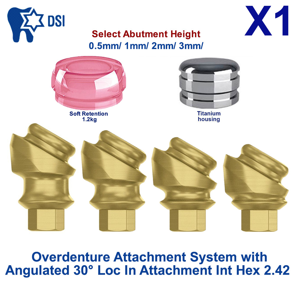1x Set Abut ment Angulated Loc-In 30° Attachment Int Hex 2.42 Soft Cap