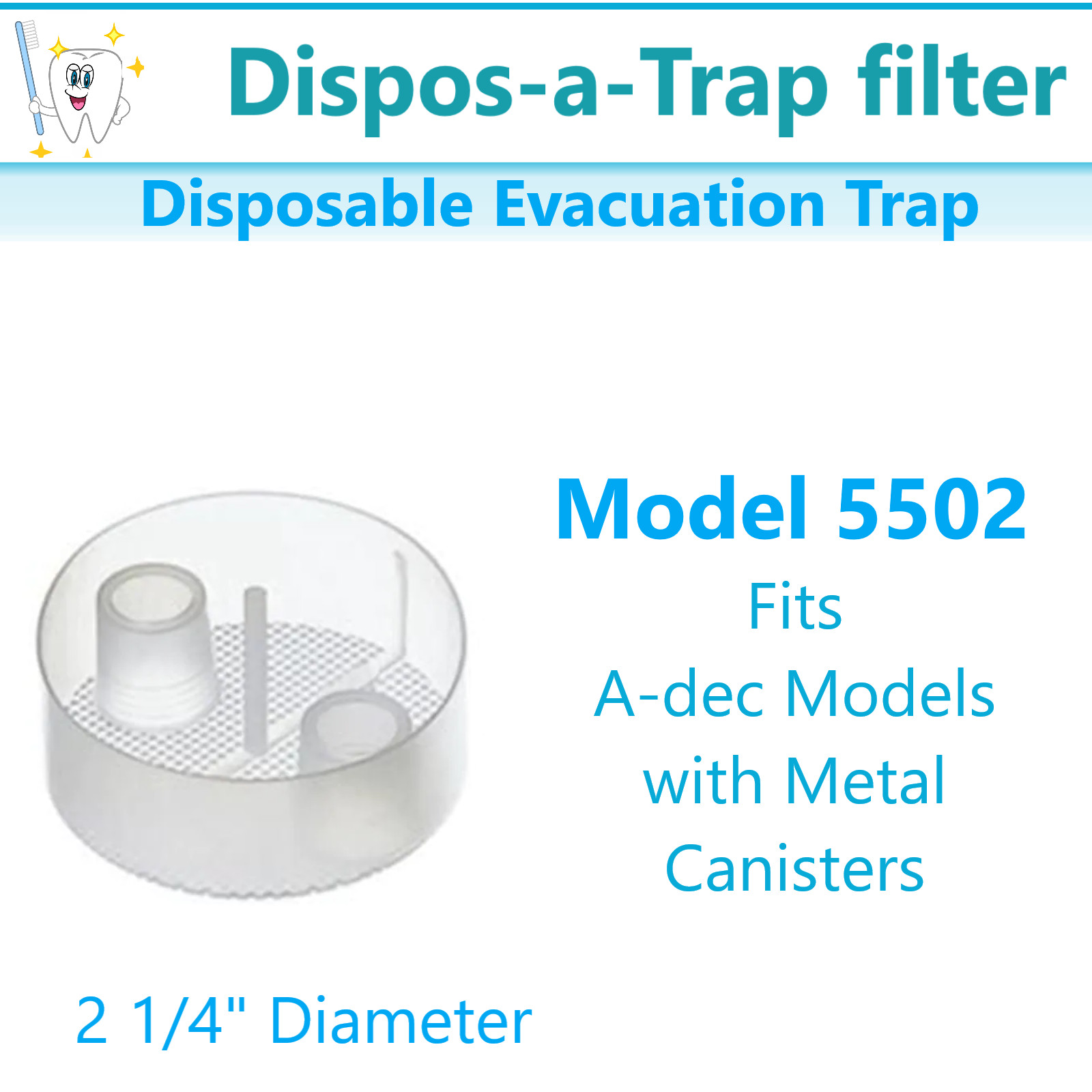 Disposable Evacuation Traps Model 5503 1 7/8″ Dia, 5501 2 1/8″ Dia – All Models