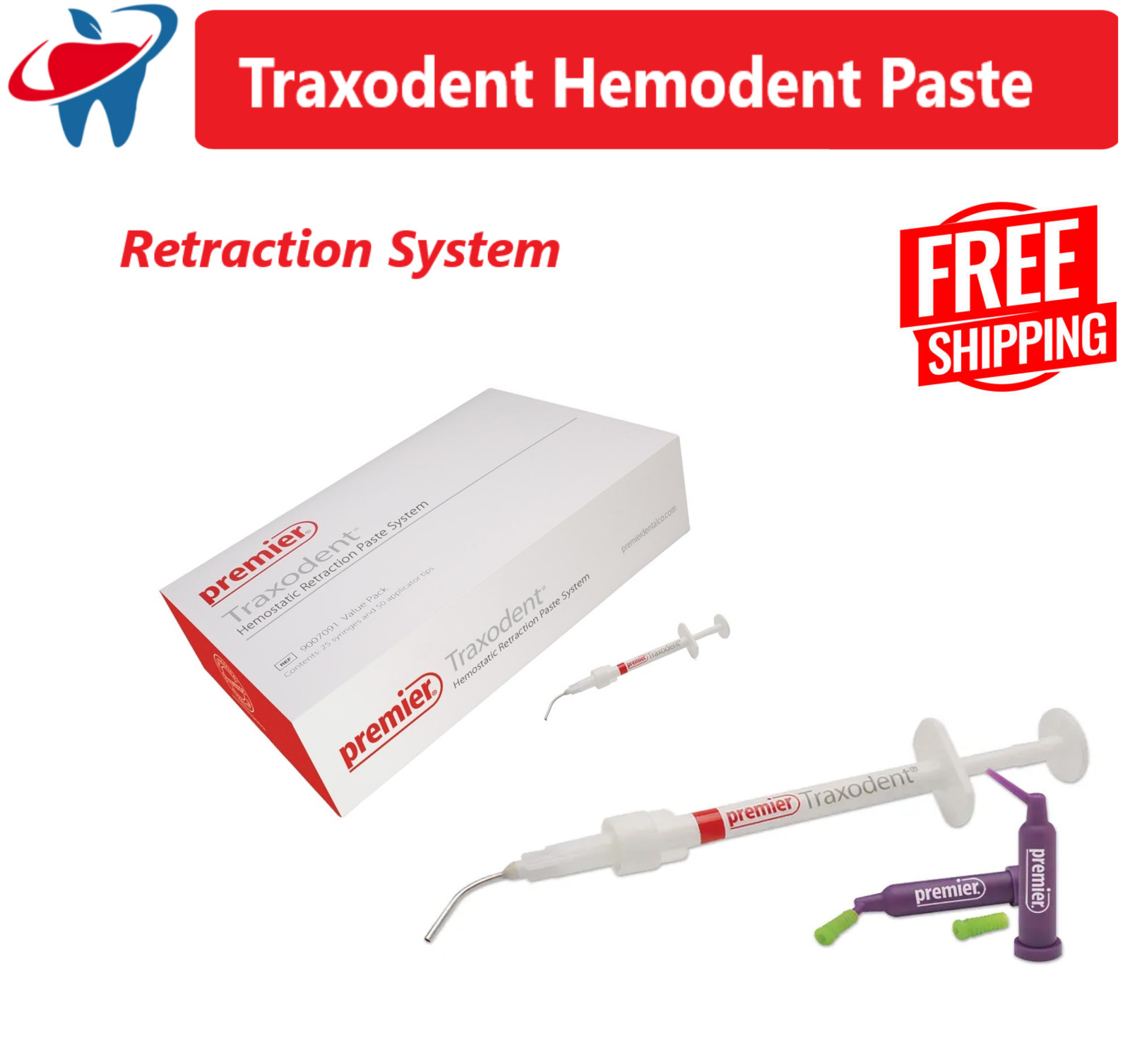 Dental Premier Traxodent Heomdent Paste Retraction System Choose Pack Syr +Tips