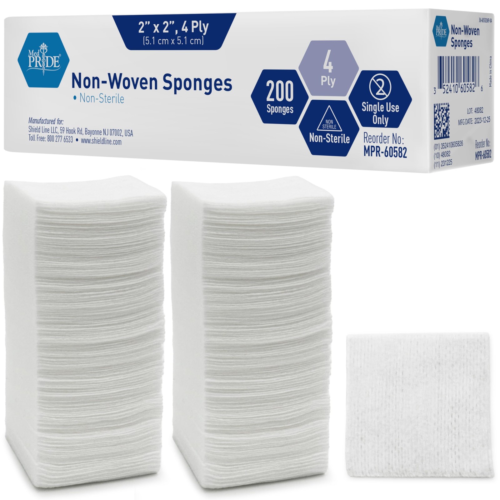 Medpride Surgical Sponges 2” x 200 Pack – Gauze 2×2 Inch (Pack of 200)