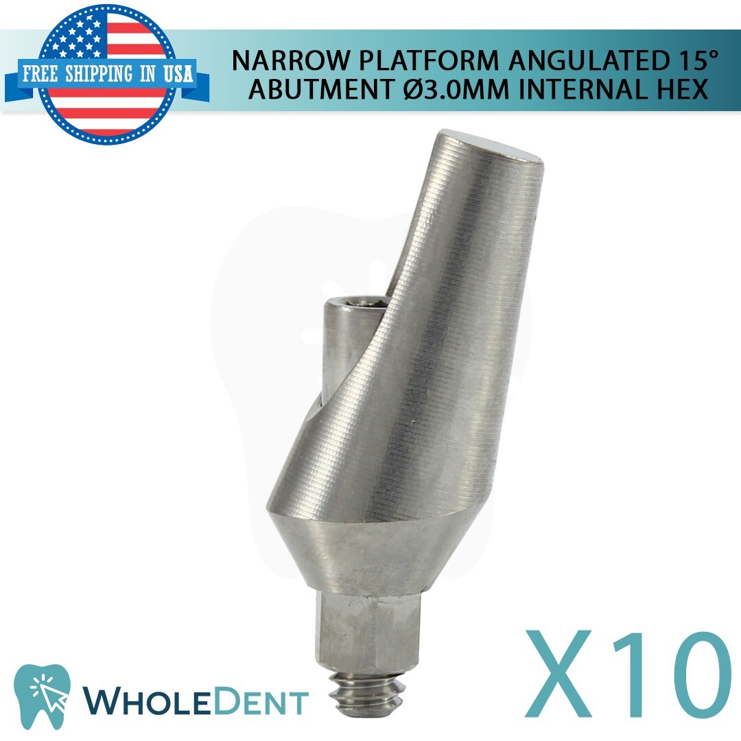 10x Narrow Angulated Aesthetic 15º Abutment Titanium Int Hex Dental Instrument