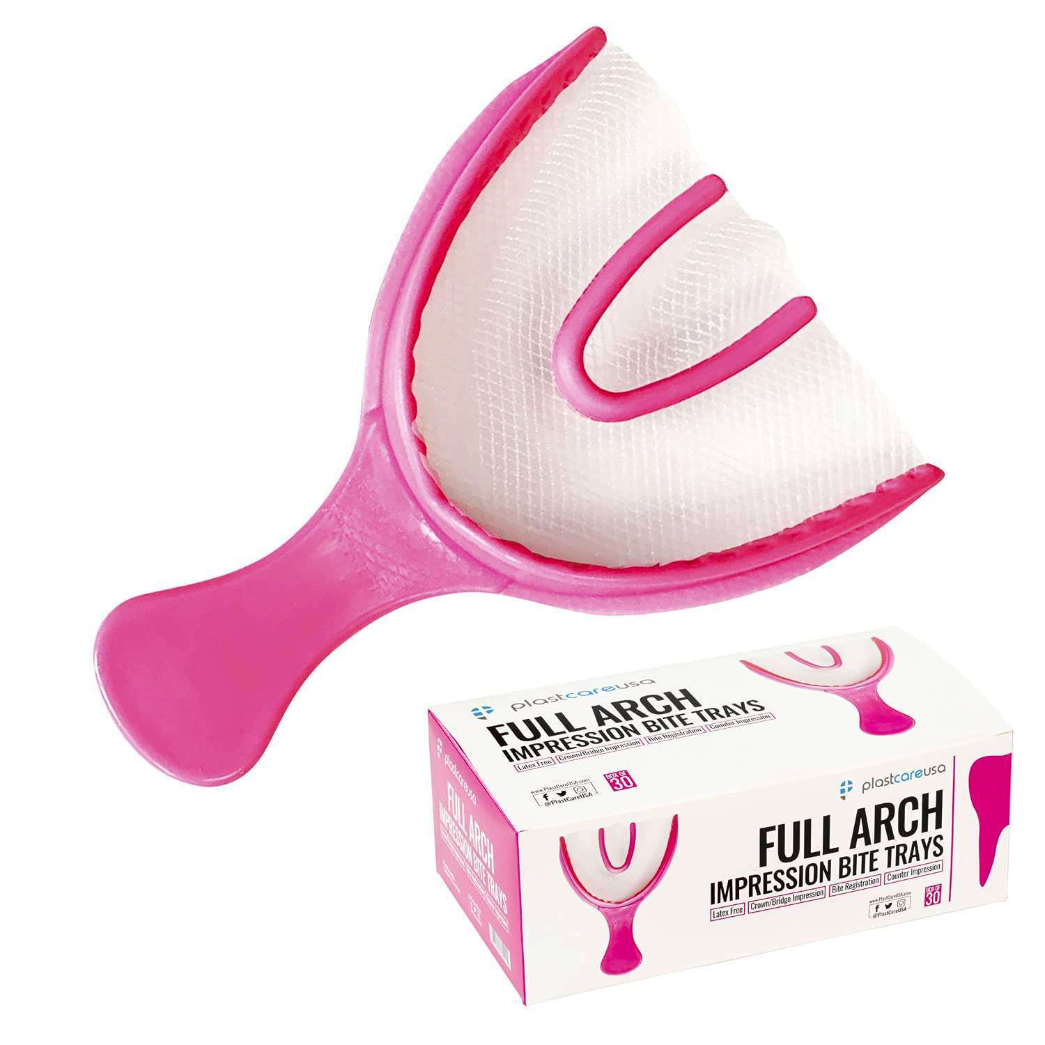 plastcareusa Bite Registration Trays, Full Arch, Pink, 30/Box
